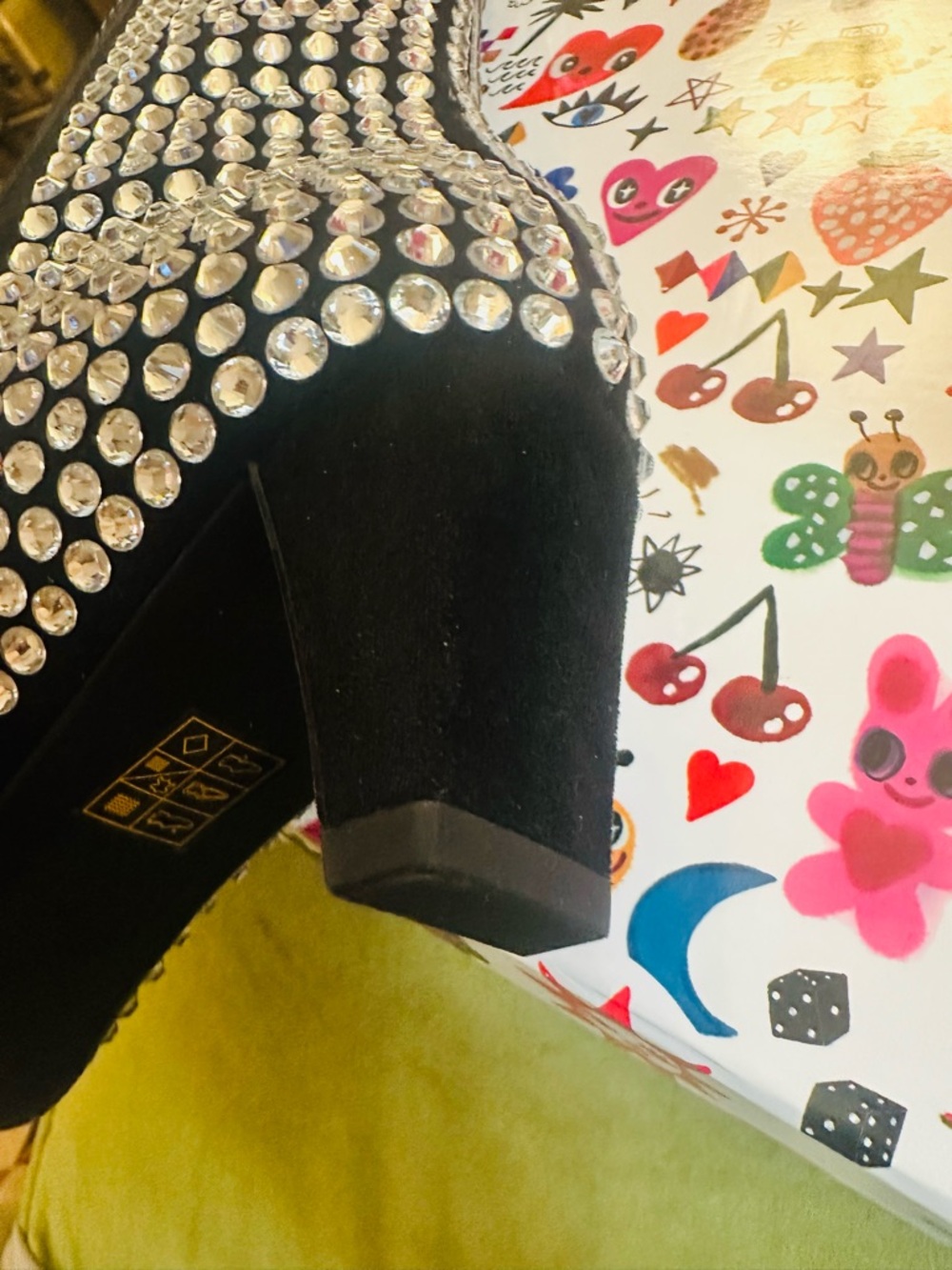 Jeffrey Campbell Black Crystal-Embellished Over-the-Knee Boots - Picture 8 of 11
